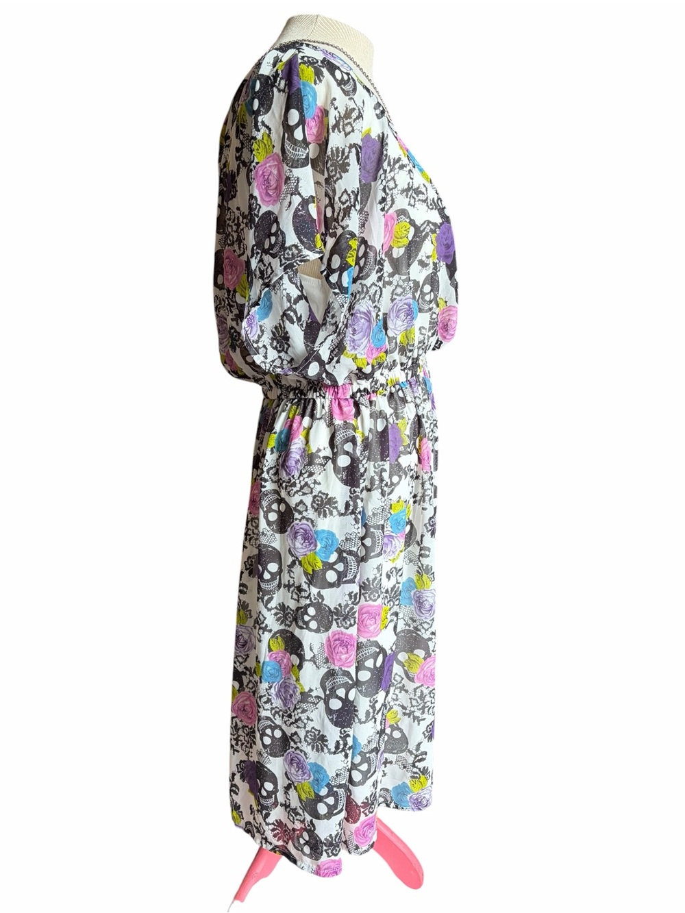 Soft Grunge Skull And Floral Dress - Picture 2 of 6